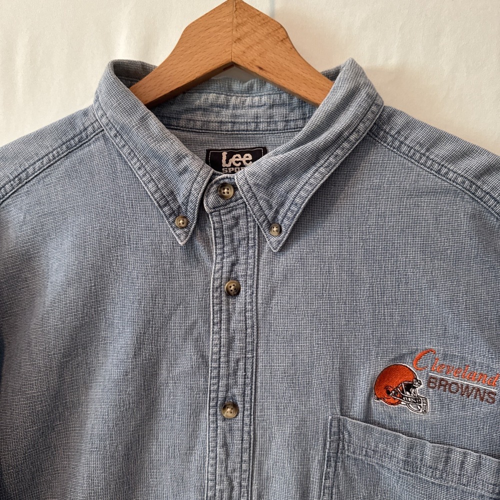 Cleveland Browns Shirt Mens 2XL Blue Button UP/Down Long Sleeve